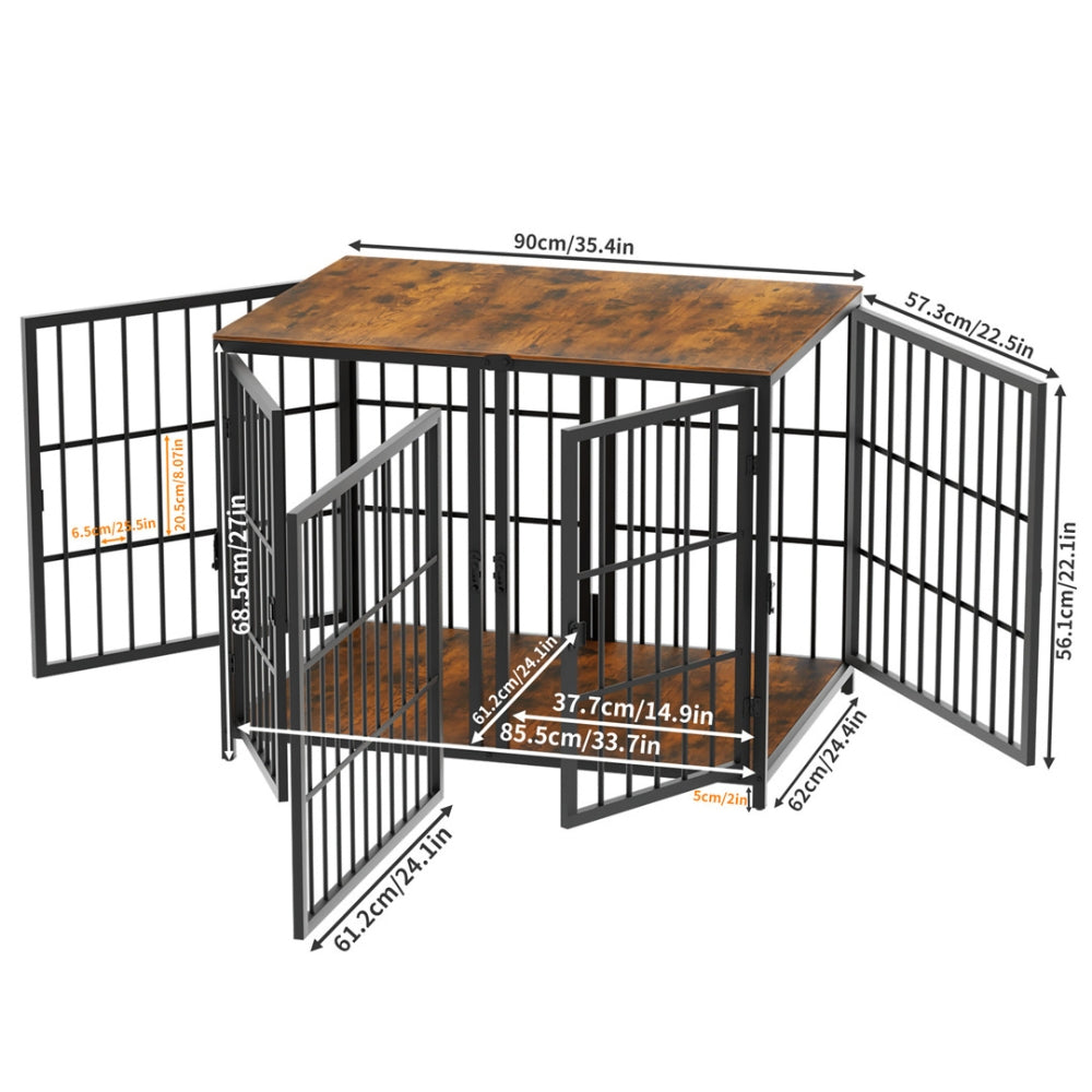 Heavy Duty Furniture Style Dog Cage Side Table Indoor Kennel Crate with Four Doors