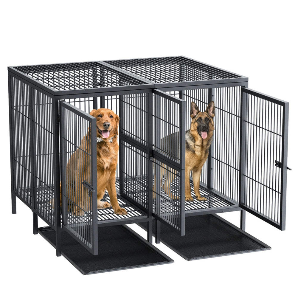 2 in 1 Large Heavy Duty Metal Dog Cage with Removable Divider