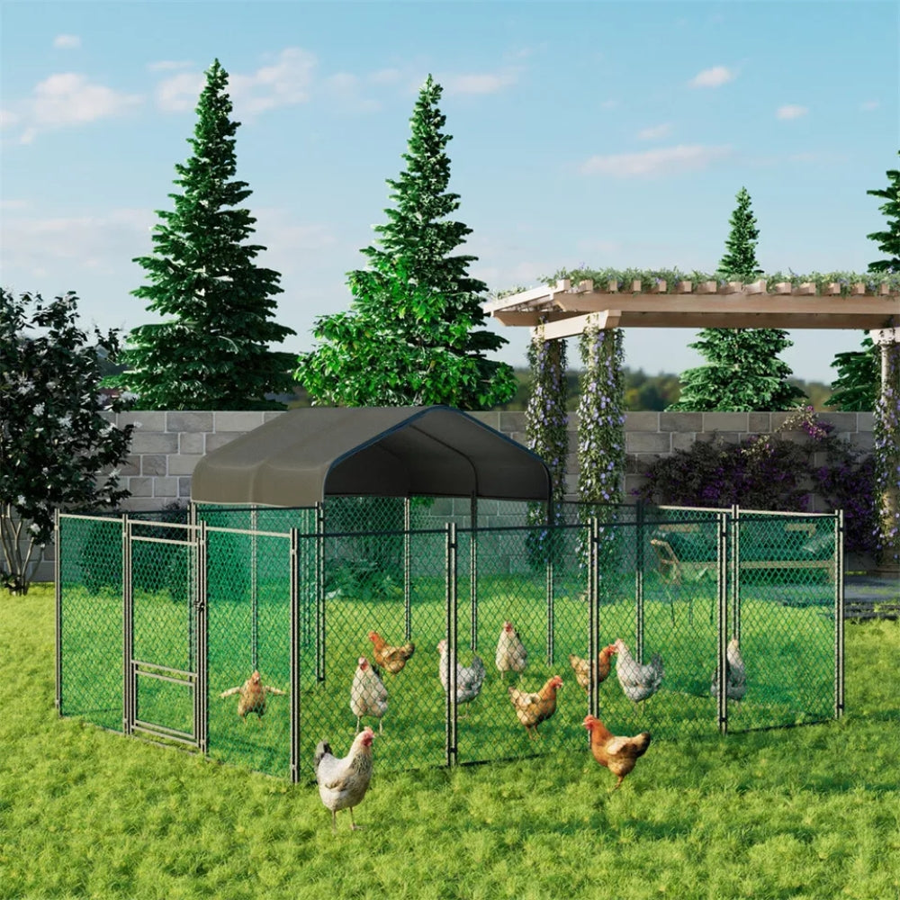 Large Outdoor Chicken Coop Metal Walk In Chicken Run Hen Poultry Cage