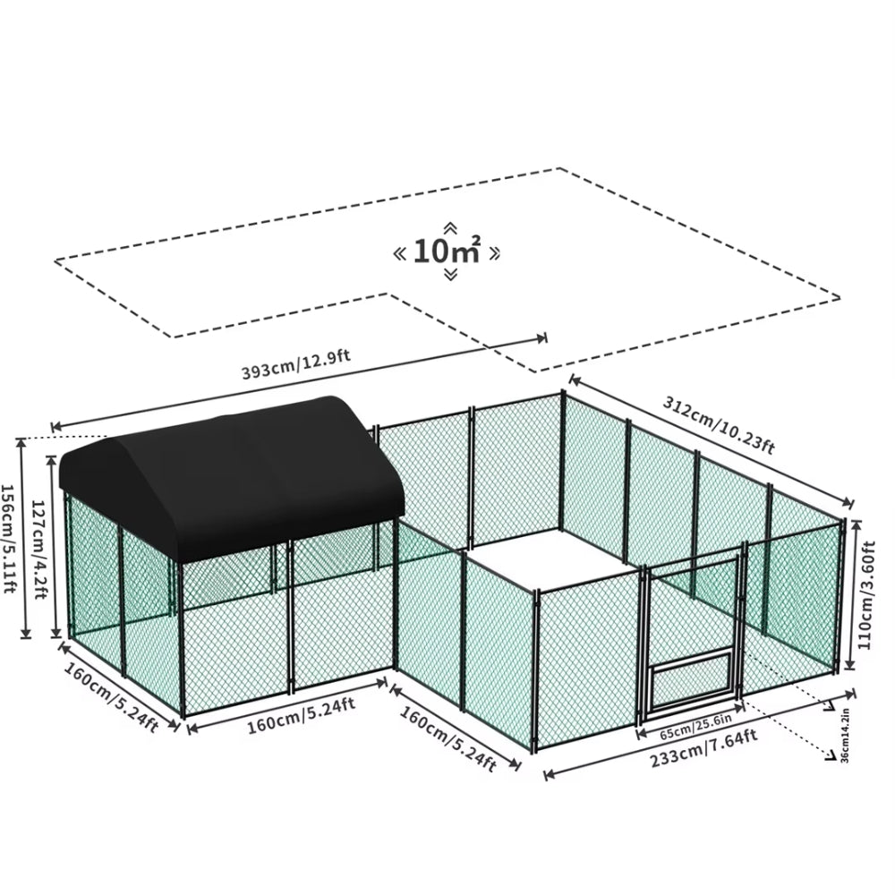 Large Outdoor Chicken Coop Metal Walk In Chicken Run Hen Poultry Cage