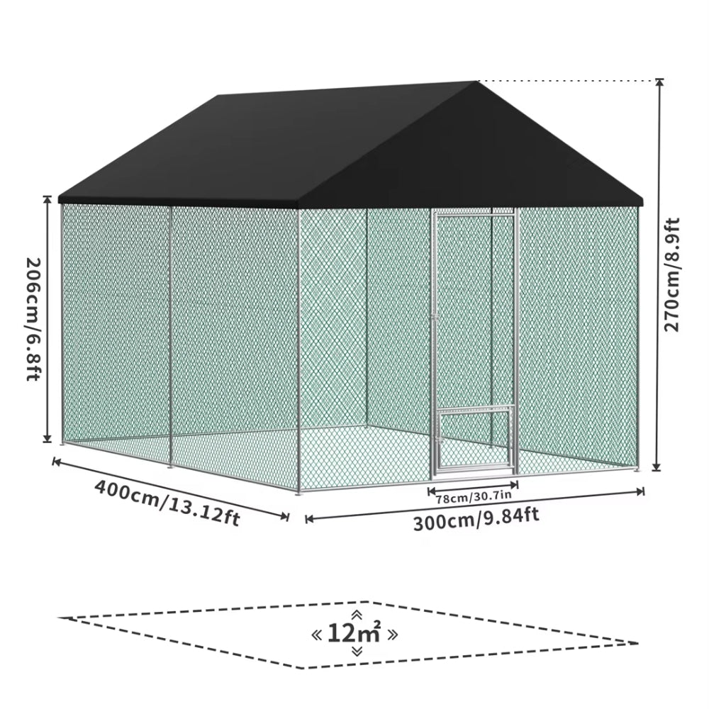 Outdoor Metal Chicken Coop Pen Cage with UV & Water Resistant Full Cover for Outside