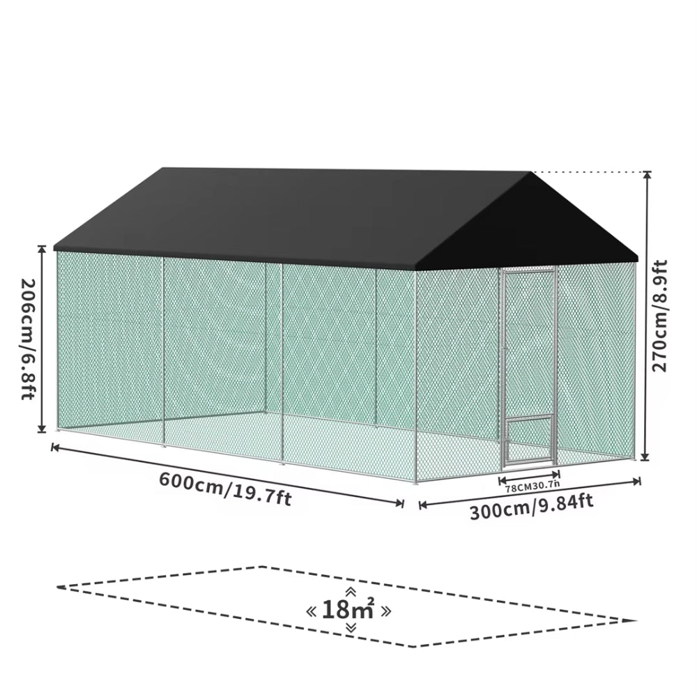 Outdoor Metal Chicken Coop Pen Cage with UV & Water Resistant Full Cover for Outside