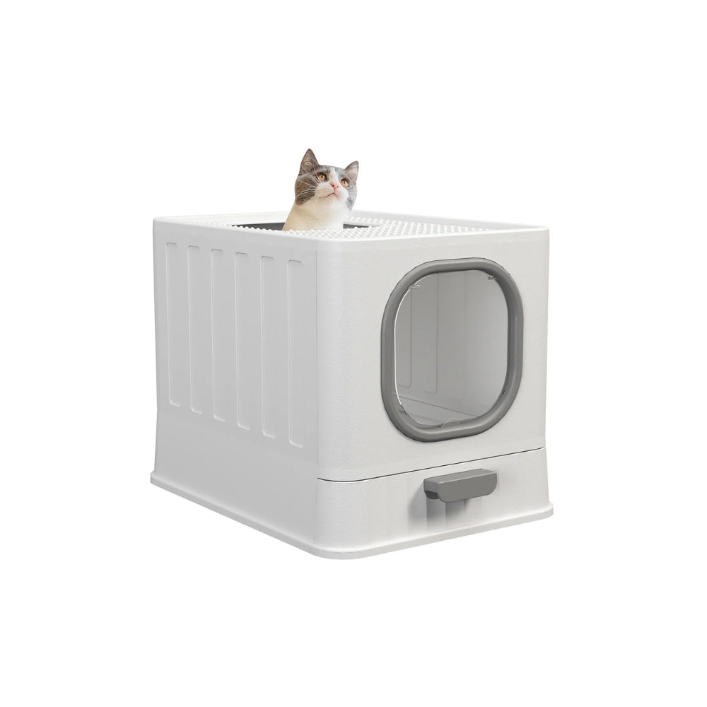 Cat Litter Box Detachable Top Front Entry Litter Box with Portable Scoop Drawer