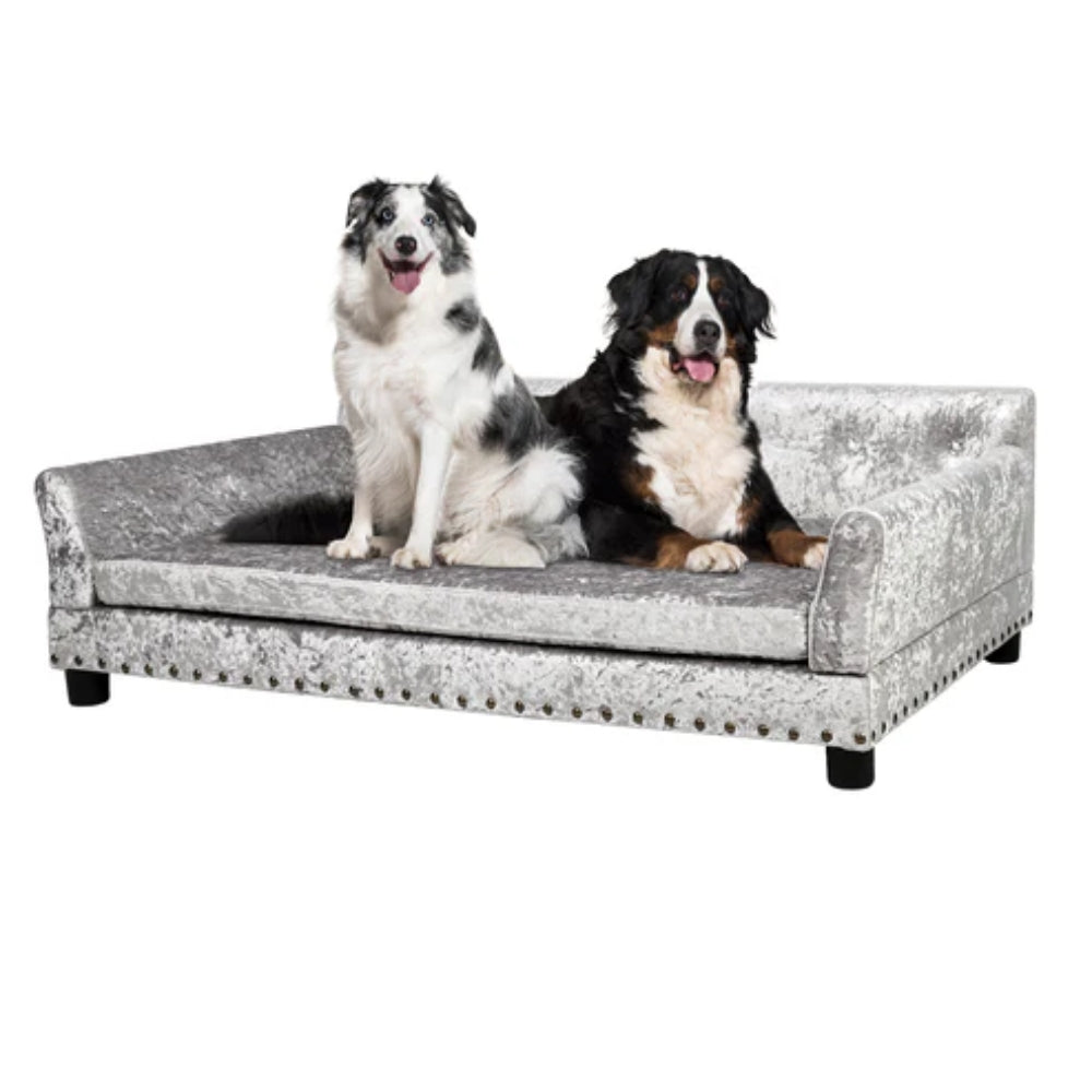 Pet Dog Couch Bed Deluxe Dutch Velvet Upholstered Sofa Bed Removable Cushion