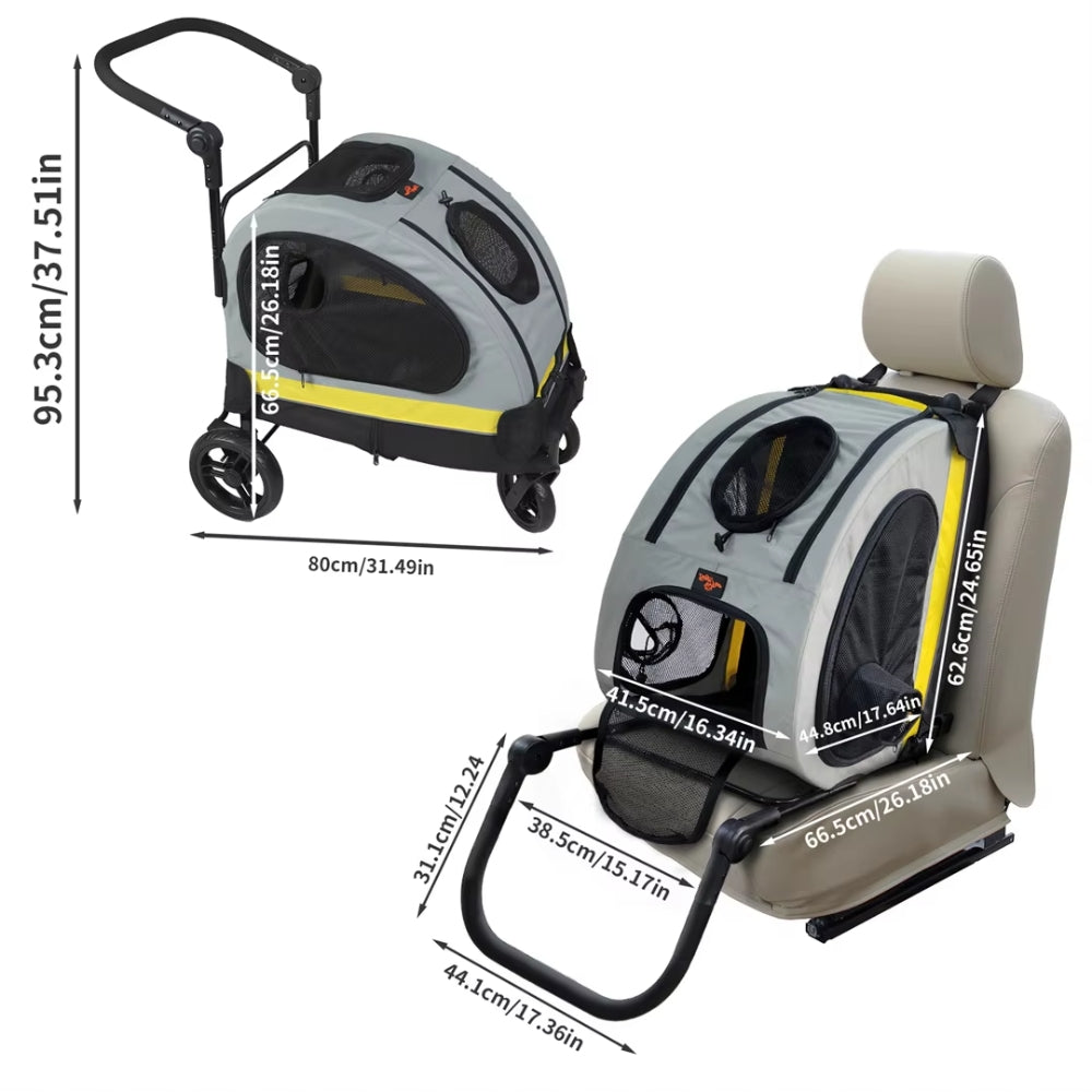 2 in 1 Portable Pet Travel Stroller Pushchair Car Seat Travel Carrier