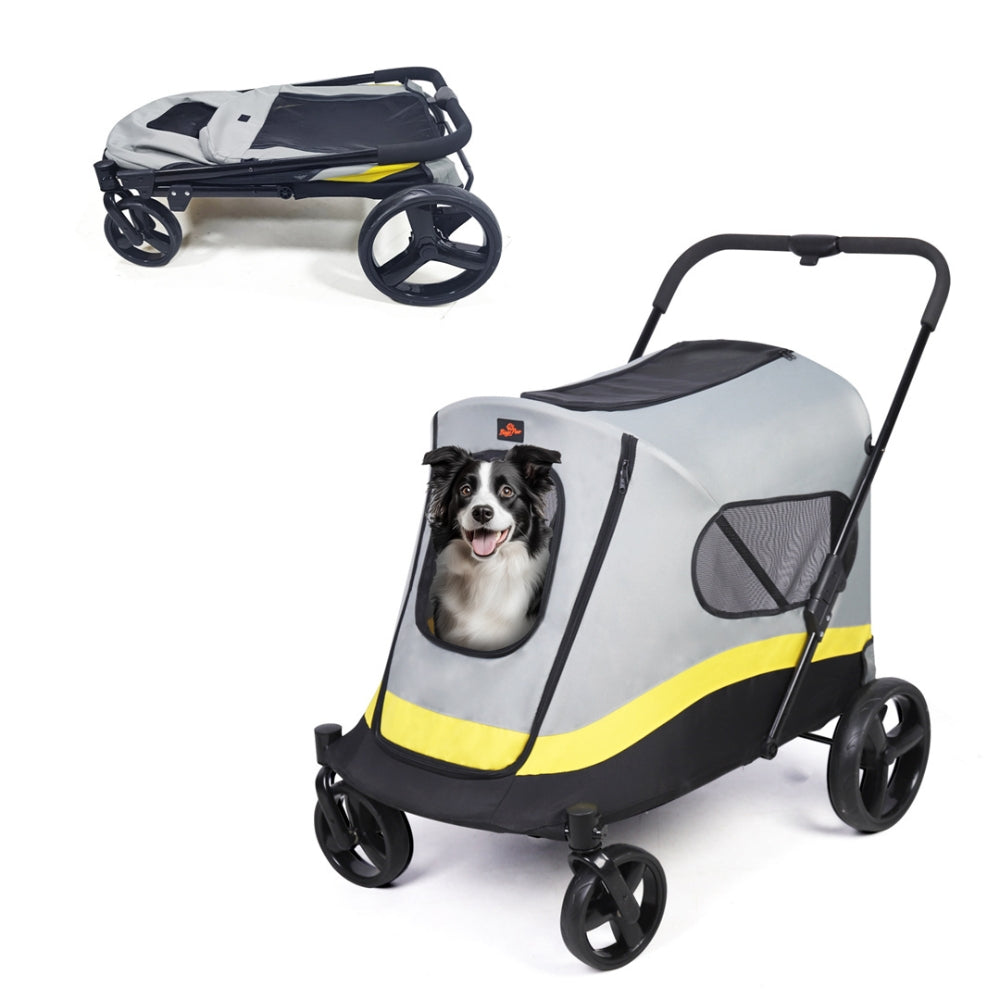 Portable Foldable Dog Stroller with 4 Heavy Universal Wheels Pet Travel Stroller