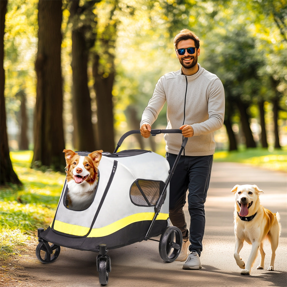 Portable Foldable Dog Stroller with 4 Heavy Universal Wheels Pet Travel Stroller