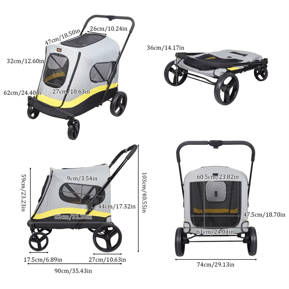 Portable Foldable Dog Stroller with 4 Heavy Universal Wheels Pet Travel Stroller