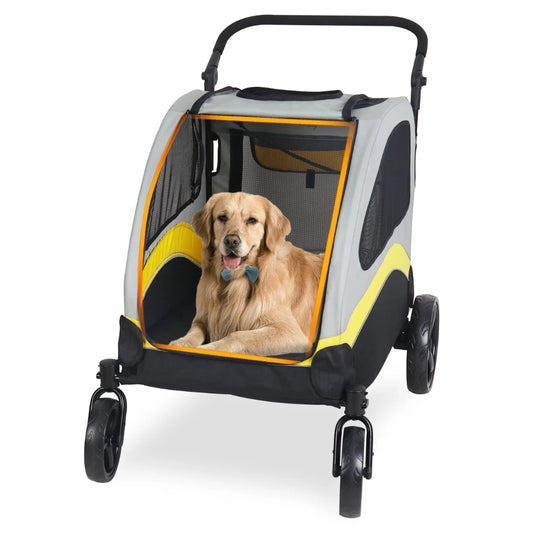 Portable Dog Stroller 4 Wheels for Large Dogs Foldable Pet Cat Travel Carriage Stroller