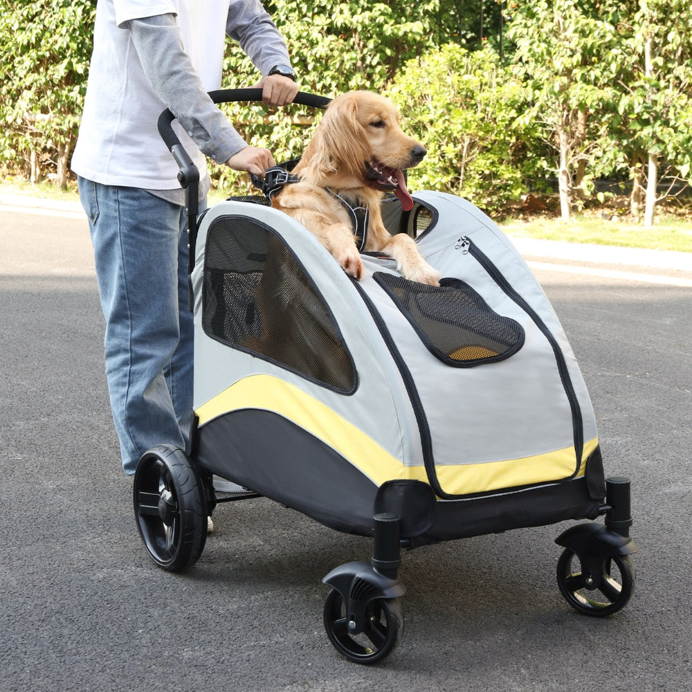 Portable Dog Stroller 4 Wheels for Large Dogs Foldable Pet Cat Travel Carriage Stroller