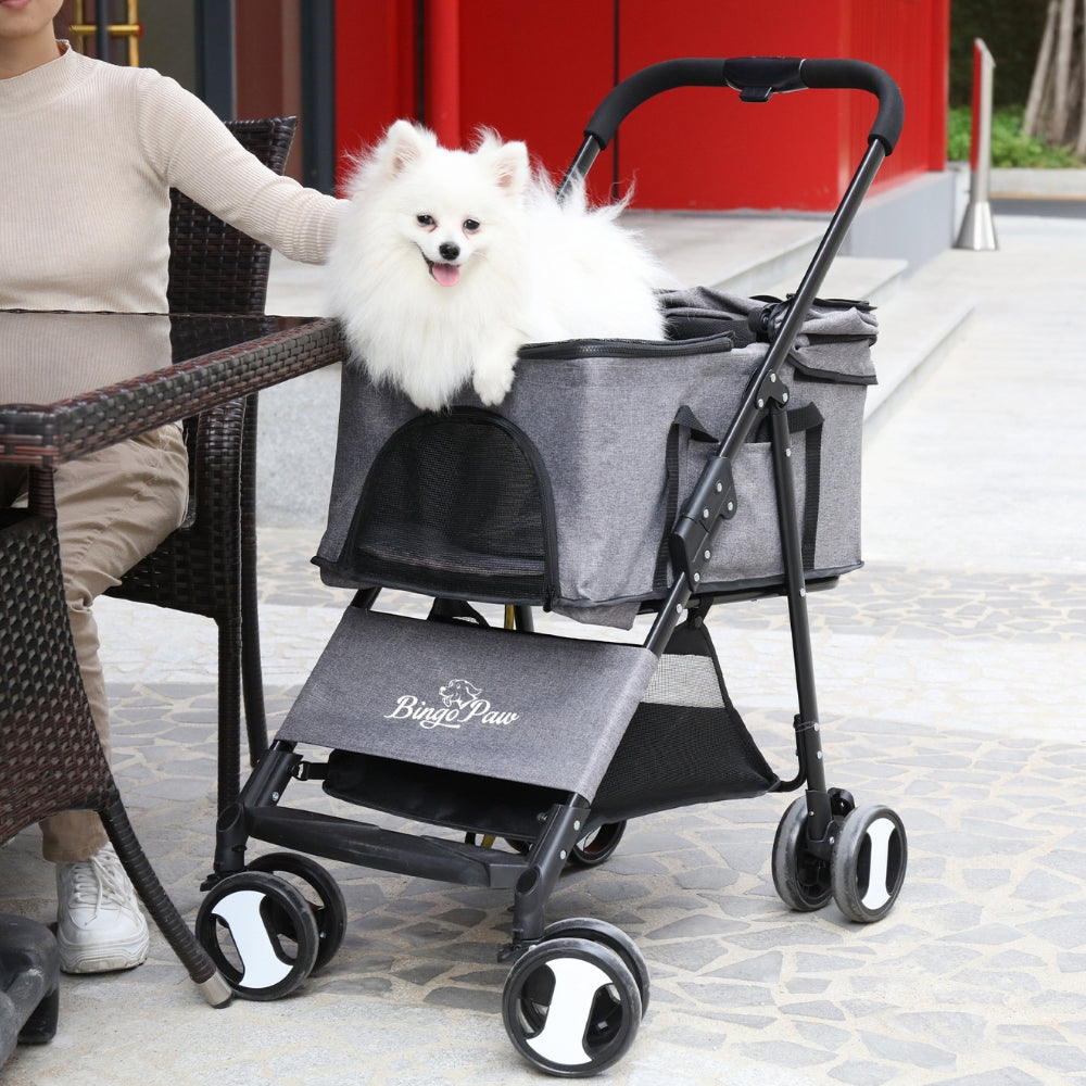 Pet Stroller with Rain Cover Dog Cat Pushchair Trolley Detachable Carrier Folding