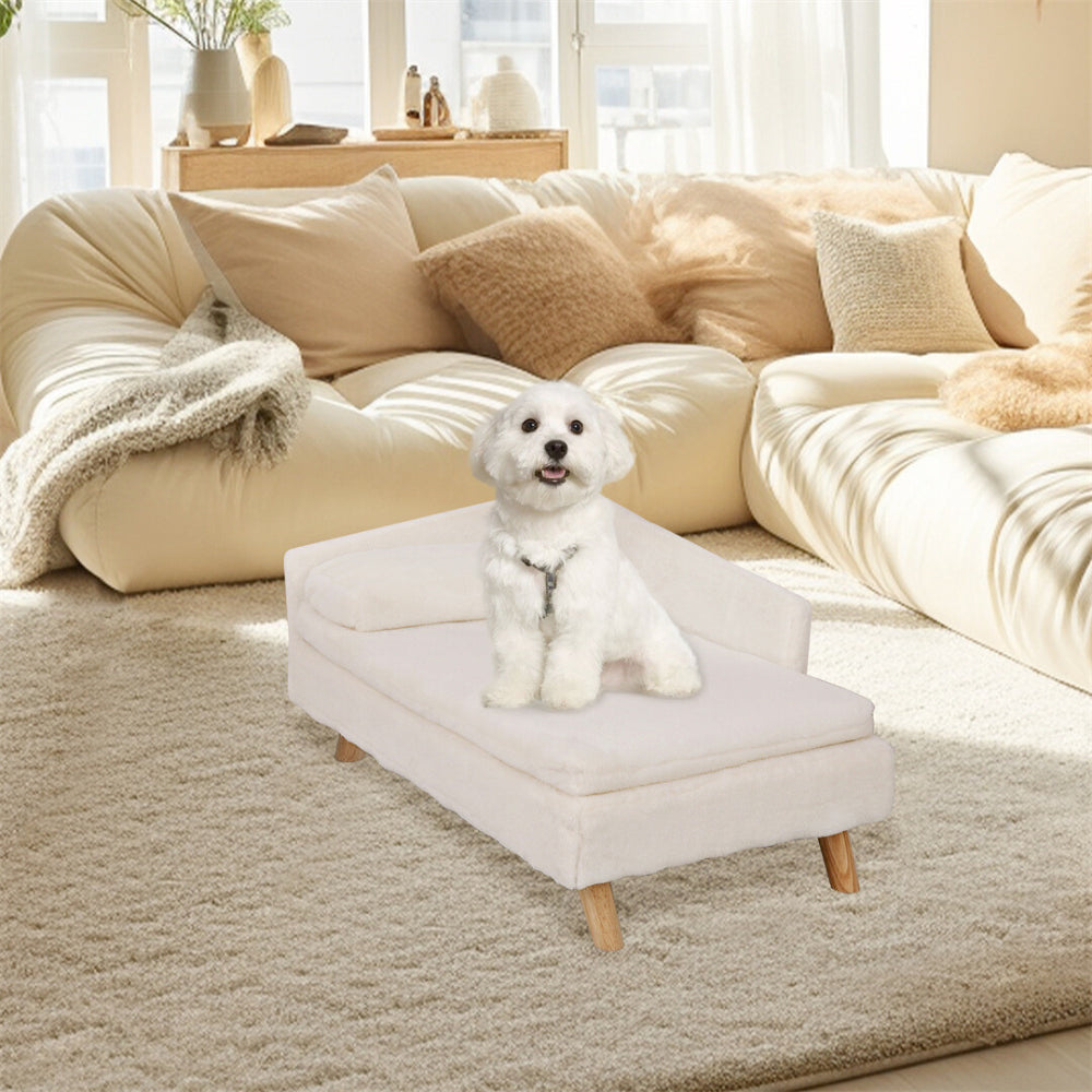 Cozy L Shape Pet Sofa Bed with Cushion and Wooden Legs