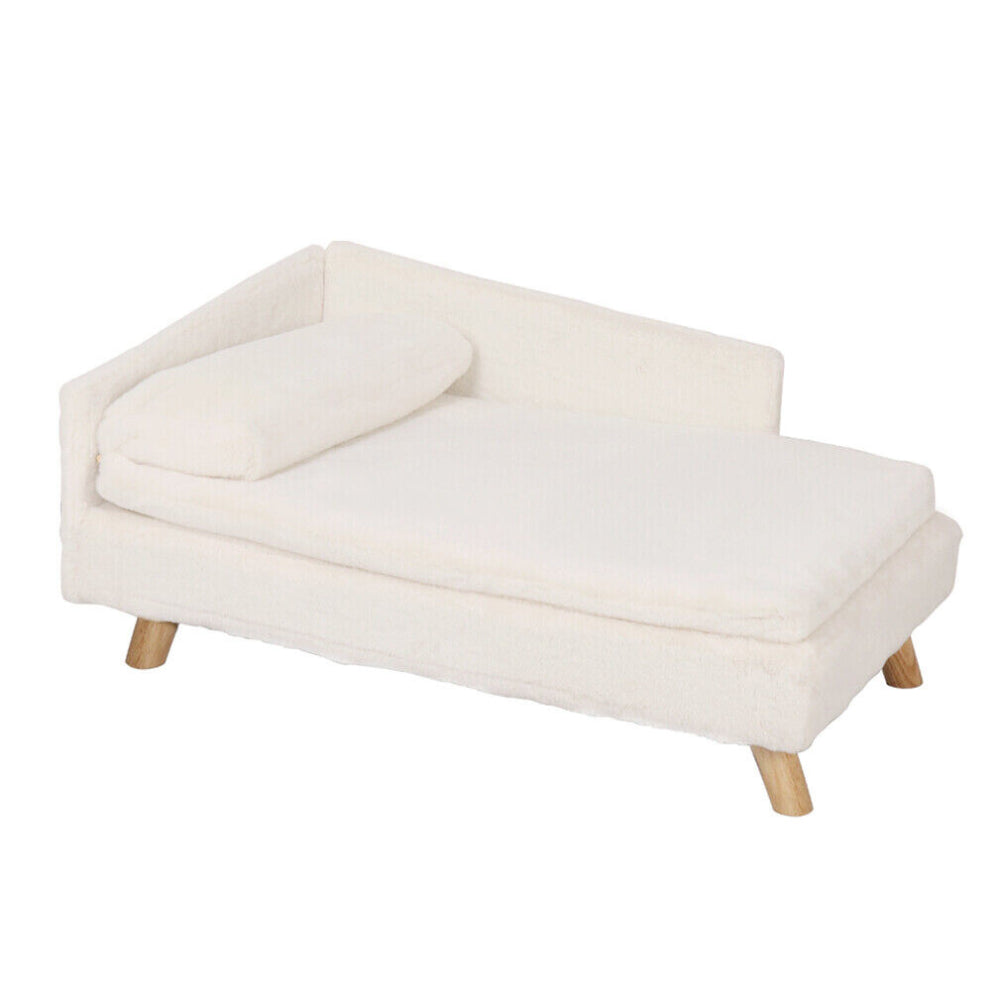 Cozy L Shape Pet Sofa Bed with Cushion and Wooden Legs