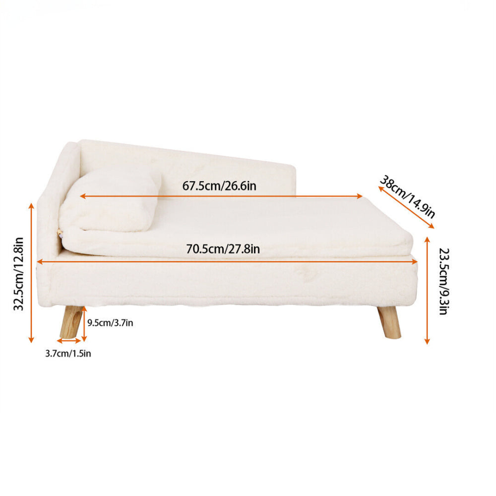 Cozy L Shape Pet Sofa Bed with Cushion and Wooden Legs