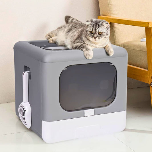 Sleek and Functional Cat Litter Box-Detachable Design