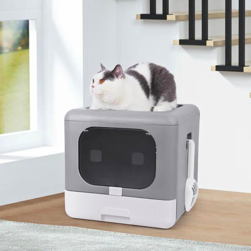 Sleek and Functional Cat Litter Box-Detachable Design