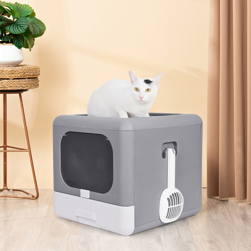 Sleek and Functional Cat Litter Box-Detachable Design