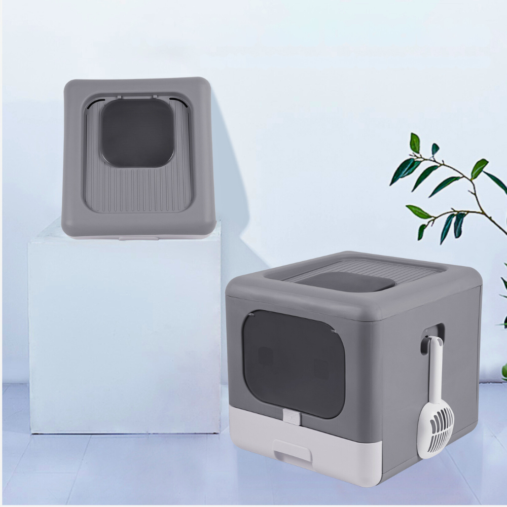 Sleek and Functional Cat Litter Box-Detachable Design