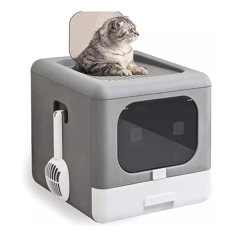 Sleek and Functional Cat Litter Box-Detachable Design