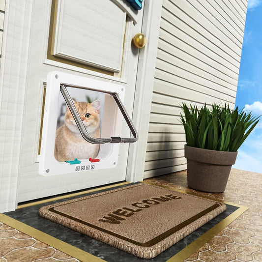 Cat Flap Door Lockable Low Noise Interior Exterior Kitten Door