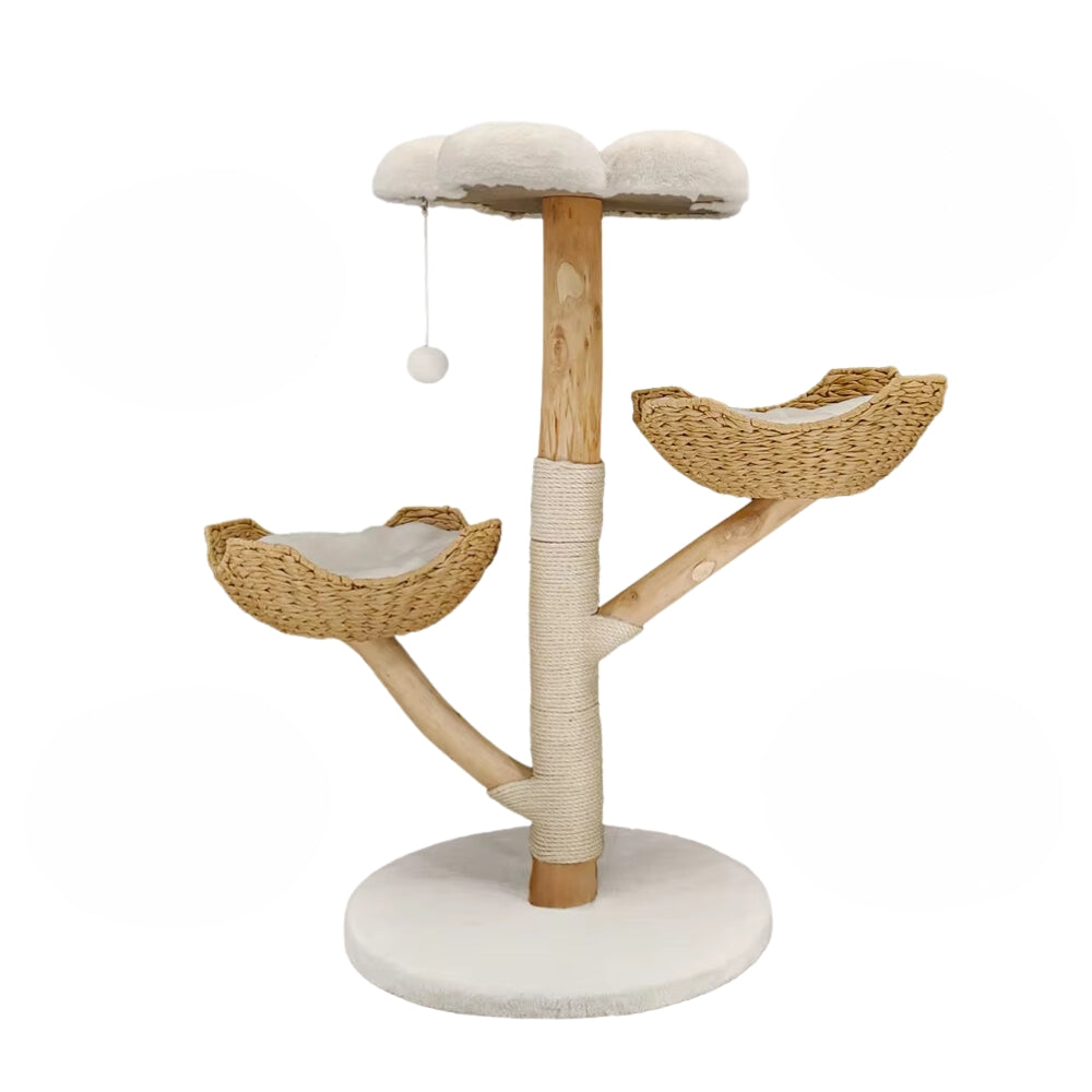 Modern Cat Furniture Climbing Tree Solid Wood Activity Center with Scratching Post