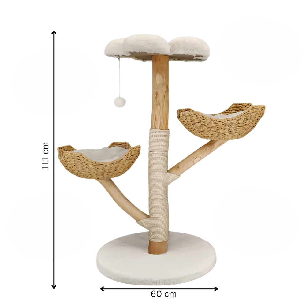 Modern Cat Furniture Climbing Tree Solid Wood Activity Center with Scratching Post