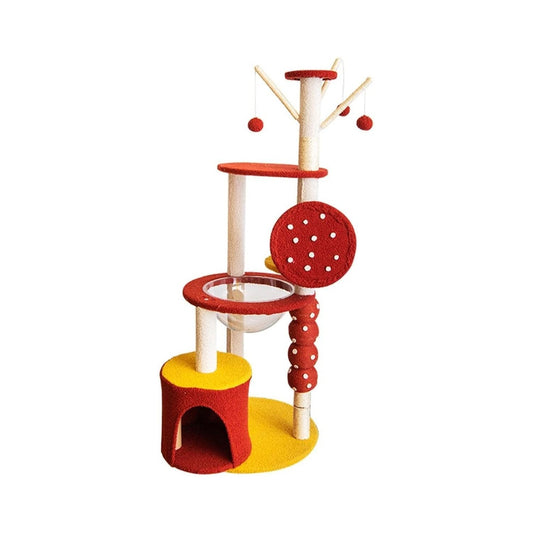 Floofi 130cm Tanghulu Plush Cat Condo Cat Tree Red Yellow