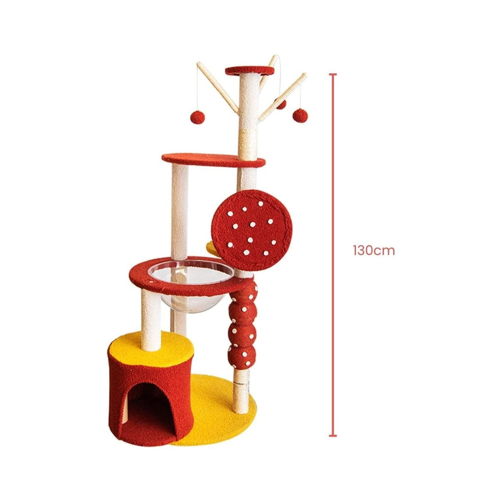 Floofi 130cm Tanghulu Plush Cat Condo Cat Tree Red Yellow