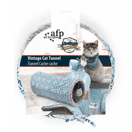 Cat Tunnel Crinkle Toys - Grey Hide + Play Teaser For Indoor + Outdoor Vintage