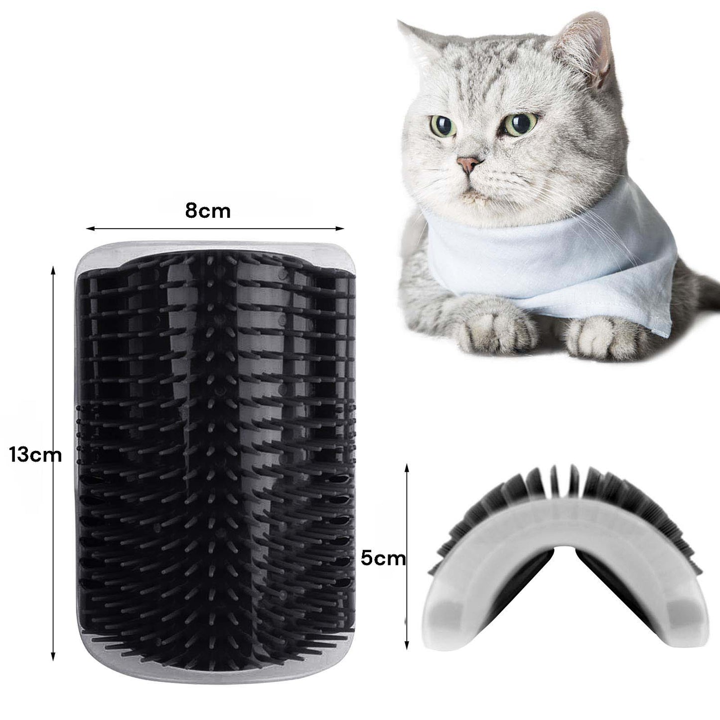 Cat Self Groomer Catnip  Dog Cat Toy Corner Groomer Wall Corner Scratcher Comb Grooming Massage Brush Black