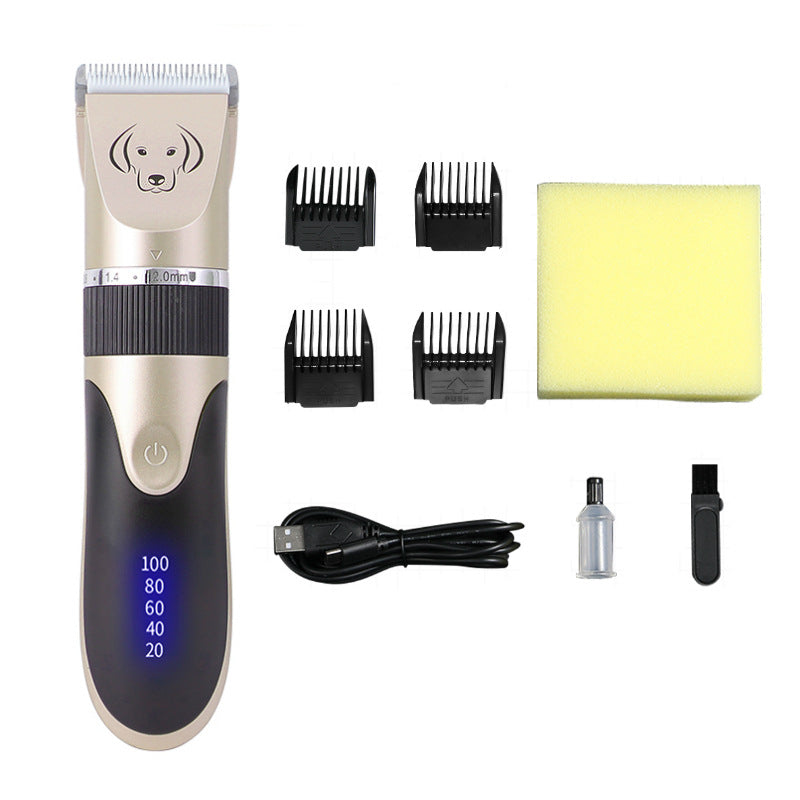 Gold Rechargeable Pet Hair Clipper with Adjustable Blades