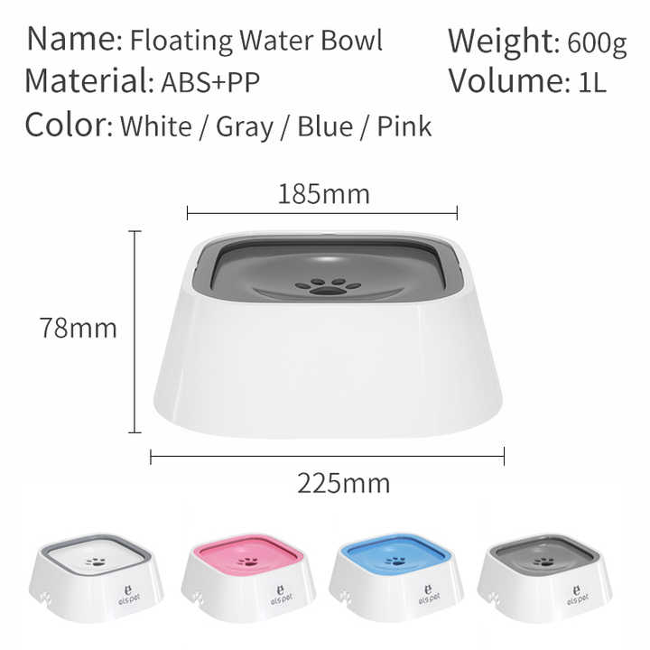 Pink Anti-Spill Floating Pet Water Bowl for Dogs and Cats - 1L Capacity, Splash-Proof and Anti-Wet Mouth Design