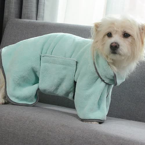 2PCS/S Size Green Soft and Absorbent Dog Bathrobe Towel - Cozy Pet Drying Wrap for Small to Medium Dogs