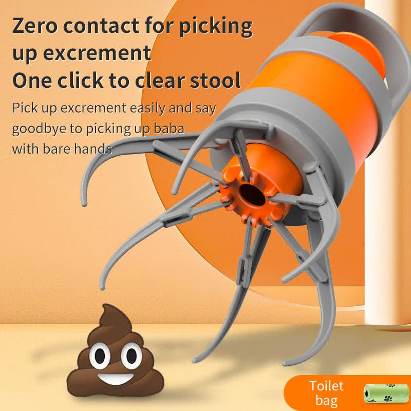 Hygienic Pet Waste Grabber – One-Click Hands-Free Poop Picker with Disposable Bags