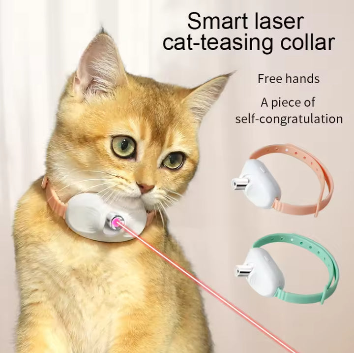 3 Pcs Pink Smart Laser Pointer Collar for Cats - Automatic Interactive Toy with Two Play Modes